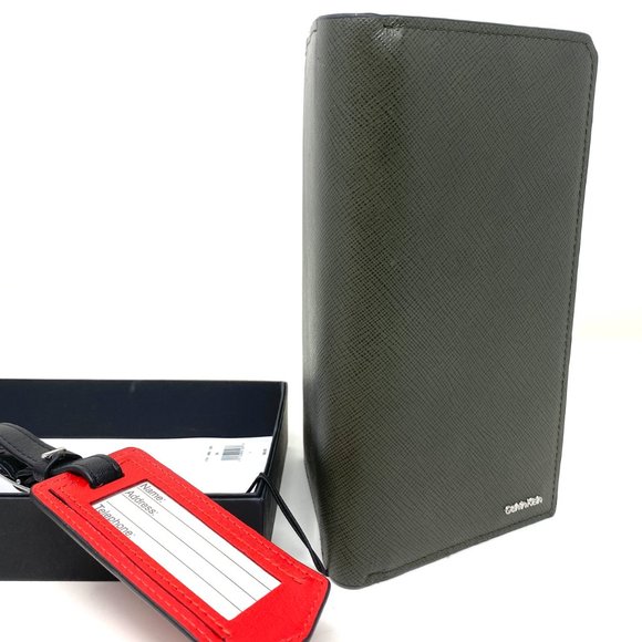 😳SALE😳 Calvin Klein Matte Saffiano Gift Mens Wallet Green 4720 9986 395 - Picture 5 of 6